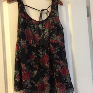 Full Tilt Tops - Sheer floral tie back tank top size Small Full Tilt Tops - Sheer floral tie back tank top size Small